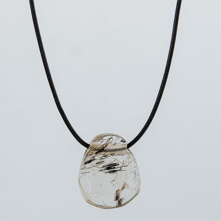 Leather Necklace - Tourmalated Quartz