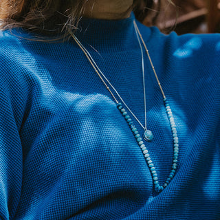 Bezel Set Necklace - Turquoise B