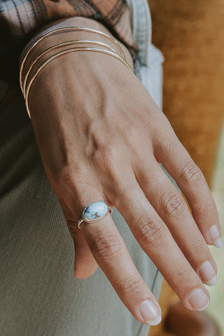 A Turquoise ring bezel set in sterling silver