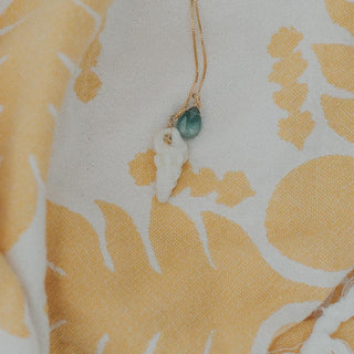 Gold Hawaiian Seashell with Aquamarine