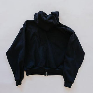 Cropped Tiger Zip Hoodie - Black