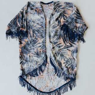 Velvet Fringe Kimono - Palms