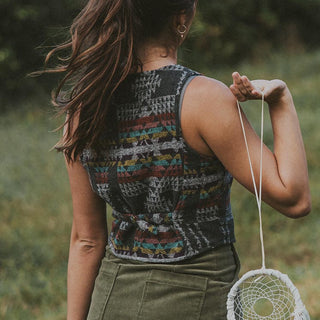 Aztec Wool Vest - Grey