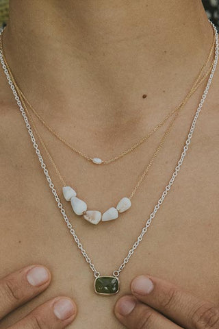Vesuvianite Chain Necklace - 14k + SS
