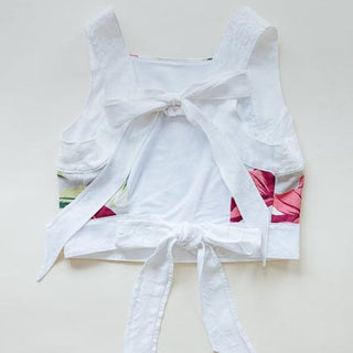 Pinafore Crop Top - Aloha Begonia Barkcloth