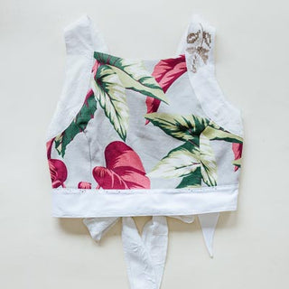 Pinafore Crop Top - Aloha Begonia Barkcloth