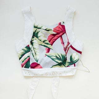 Pinafore Crop Top - Aloha Begonia Barkcloth