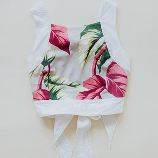 Pinafore Crop Top - Aloha Begonia Barkcloth