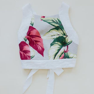 Pinafore Crop Top - Aloha Begonia Barkcloth