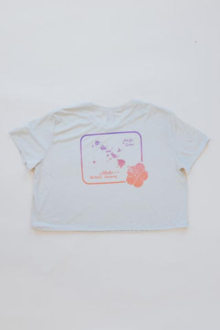 Hawaii Map Cropped Tee - Pearl