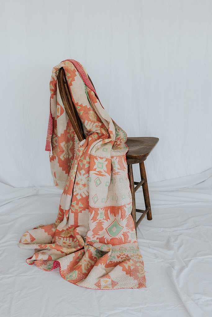 Vintage Kantha Blanket "EE"
