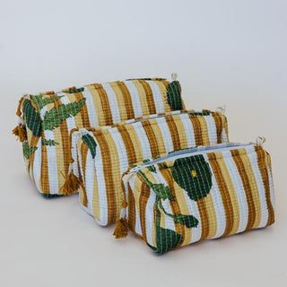 Kantha Toiletry Pouches - Retro Poppy Stripe