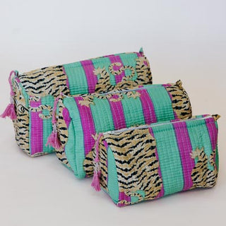 Kantha Toiletry Pouches - Tiger Stripes