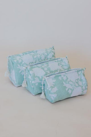 Kantha Toiletry Pouches - Mint Garden