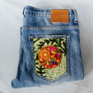Peace Pocket Upcycled Jeans - #1