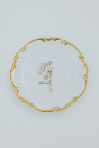 Gold Rim Salad Plate - Glass Float Mermaid