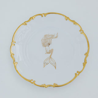 Gold Rim Salad Plate - Sitting Mermaid