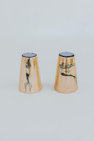 wings hawaii vintage salt and pepper shakers with mermaids orange luster