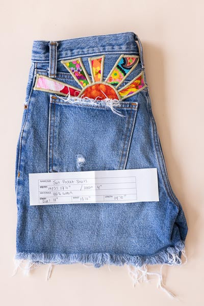 Sun Pocket Upcycled Denim Shorts - #3 | S
