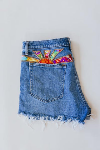 Sun Pocket Upcycled Denim Shorts - #15