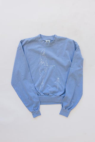 Wings Hawaii whale dance pullover long sleeve tee in blue - front 