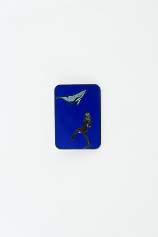 humpback whale and diver enameled pin