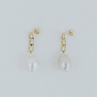 Chain Drop Pearl Studs