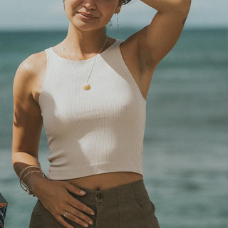 Bridget Cropped Tank - Cream Rib
