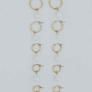 Charm Hoops - Teardrop White Pearl
