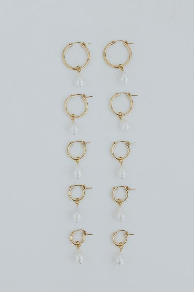 Charm Hoops - Teardrop White Pearl
