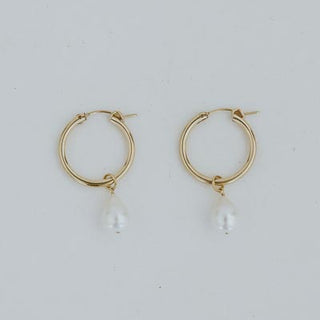 Charm Hoops - Teardrop White Pearl