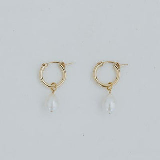 Charm Hoops - Teardrop White Pearl