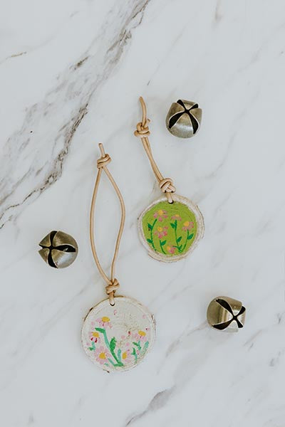 wings hawaii hand-painted birch wood ornaments with leather loops