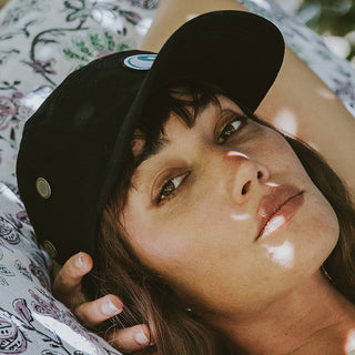 military style cap with yin and yang patch