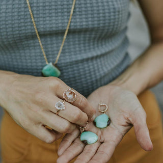 Clasping Hoop Earrings - Chrysoprase