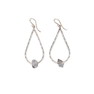 hammered teardrop shaped earrings with herkimer diamond crystals wings hawaii mermaid crystal magic jewelry sterling silver