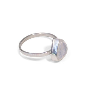 tear drop shaped rainbow moonstone bezel set on sterling silver women's magical crystal gemstone jewelry ring boho vibes hand made haiku maui wings hawaii