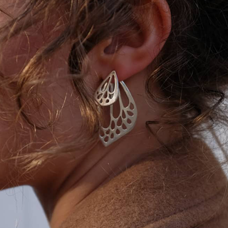 14k yellow gold butterfly wing ear jackets pair with stud earrings classc classy casual womens jewelry handmade haiku maui wings hawaii transformational energy