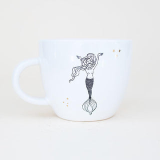 taurus mermaid zodiac ceramic mug black and white wings hawaii