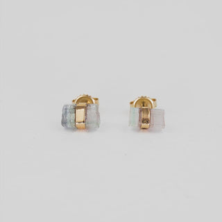 Banded Crystal Studs - Tourmaline - 14k