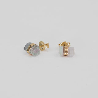 Banded Crystal Studs - Tourmaline - 14k