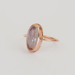 Vertical Ellipse Ring - Moonstone 14k RG