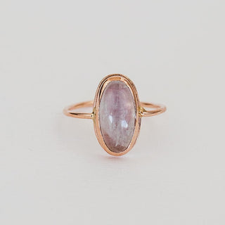 Vertical Ellipse Ring - Moonstone 14k RG