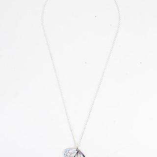 small and large butterfly wing made of sterling silver hanging on silver chain necklace