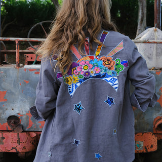 Linen Jacket with Hand made Collage
