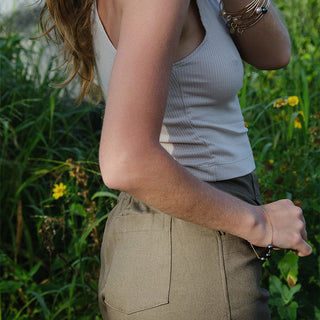 Bridget Cropped Tank - Cream Rib