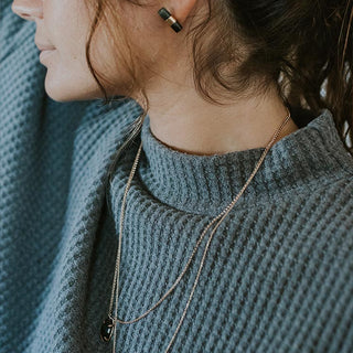 Barrel Crystal Studs - Blue Tourmaline - 14k