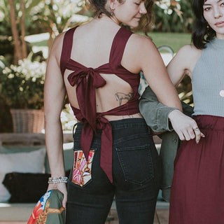 Pinafore Crop Top - Burgundy