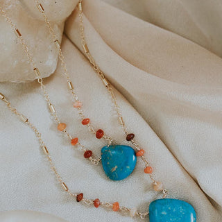 Good Karma Necklace - Ceruleite and Fire Opal