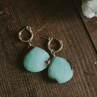 Clasping Hoop Earrings - Chrysoprase